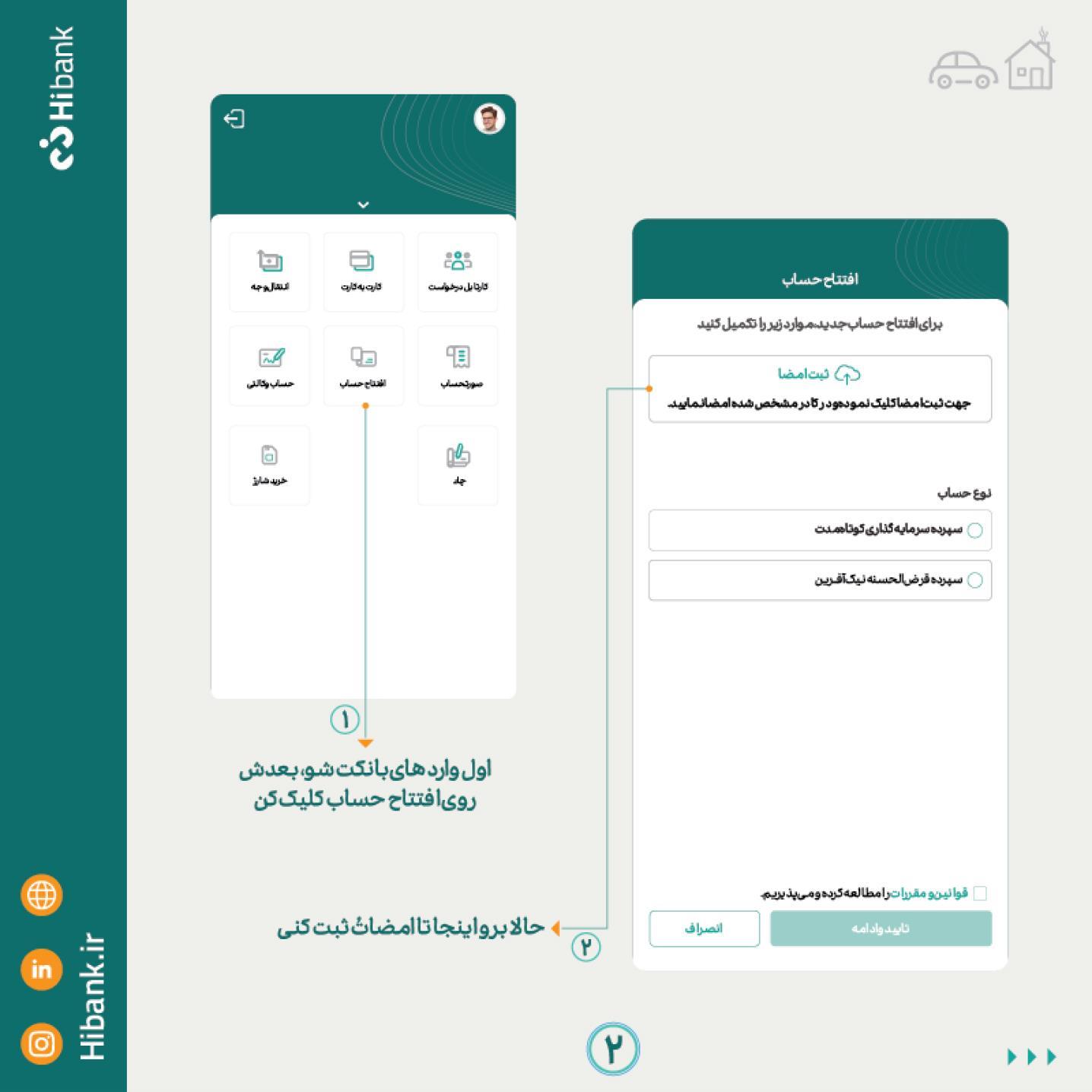 افتتاح غیرحضوری حساب قرض‌الحسنه با های‌بانک 6